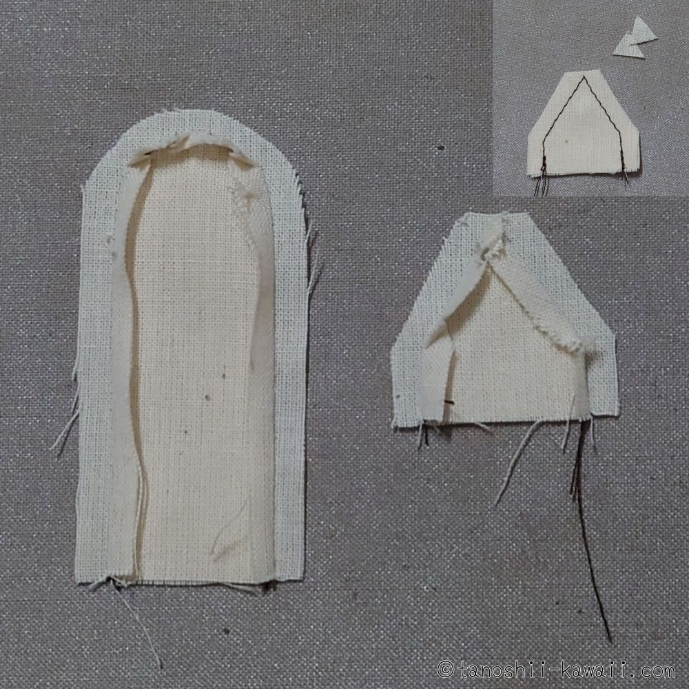 動物耳　縫い代を割る