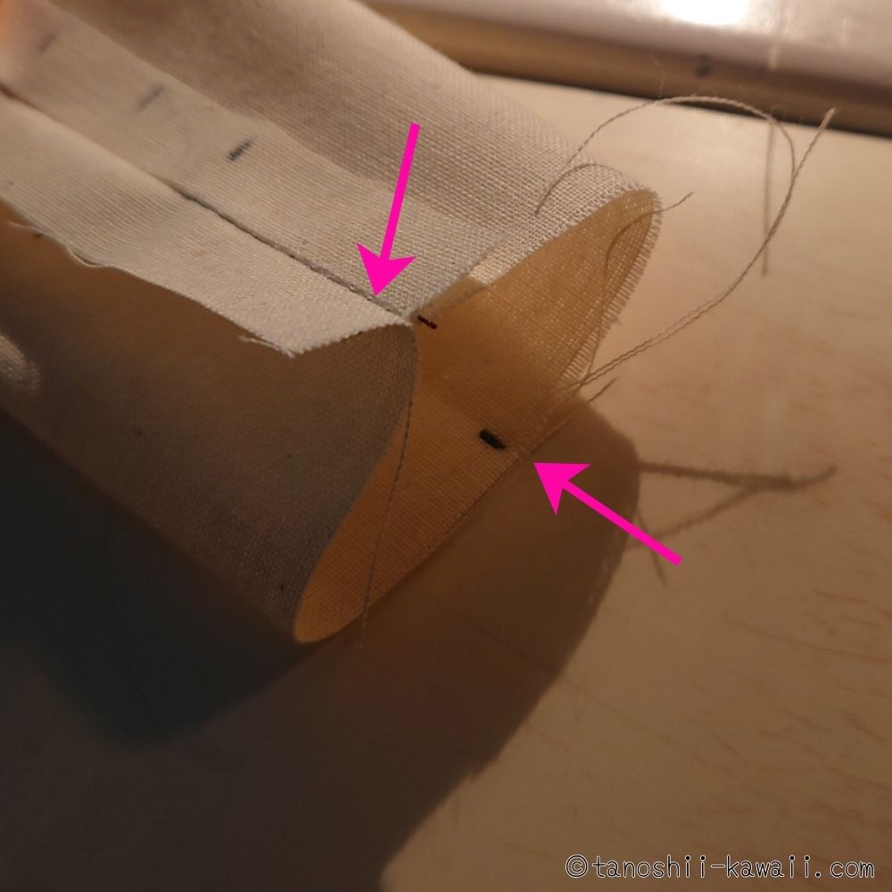 リボン本体を縫う