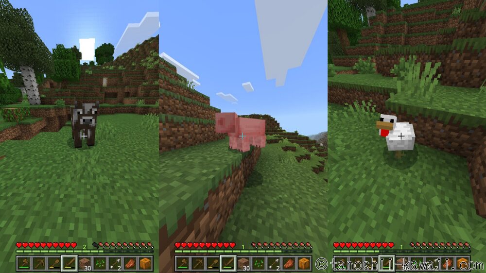 動物を倒してお肉を食べる