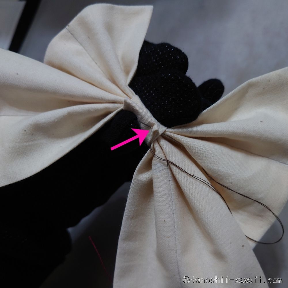 手縫いでリボンにする