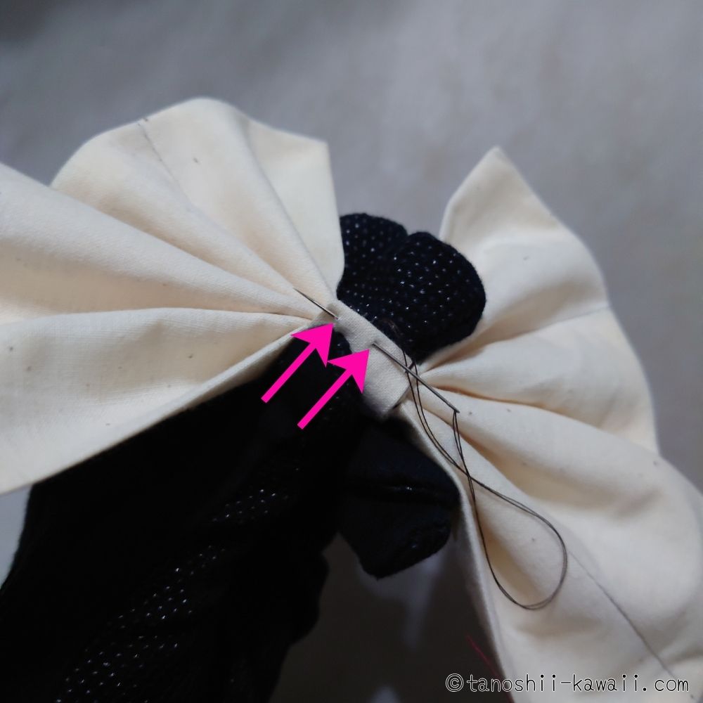 手縫いでリボンにする