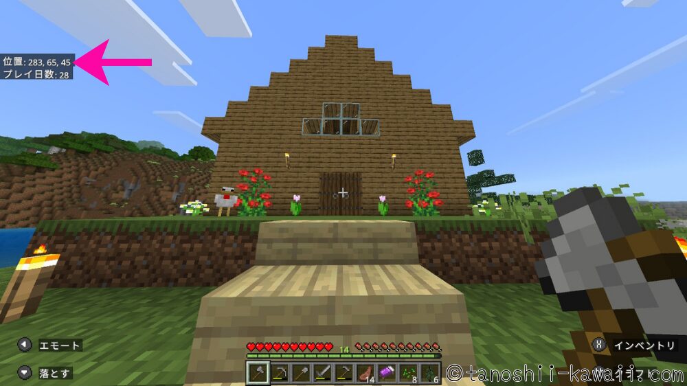 冒険前に位置・座標を確認